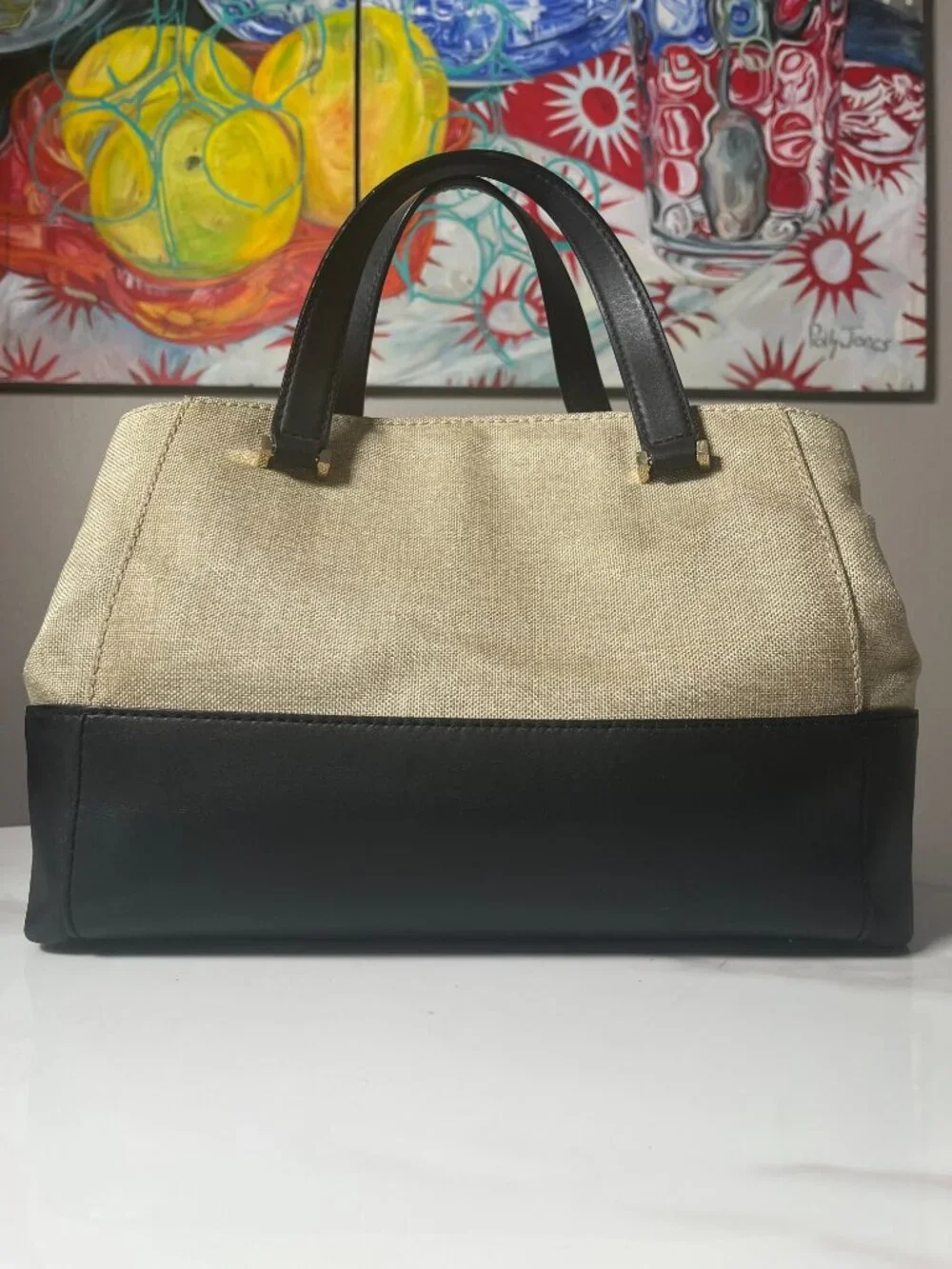 Kate Spade Charlotte Street Large Sloan Black Natural Storybook Satchel